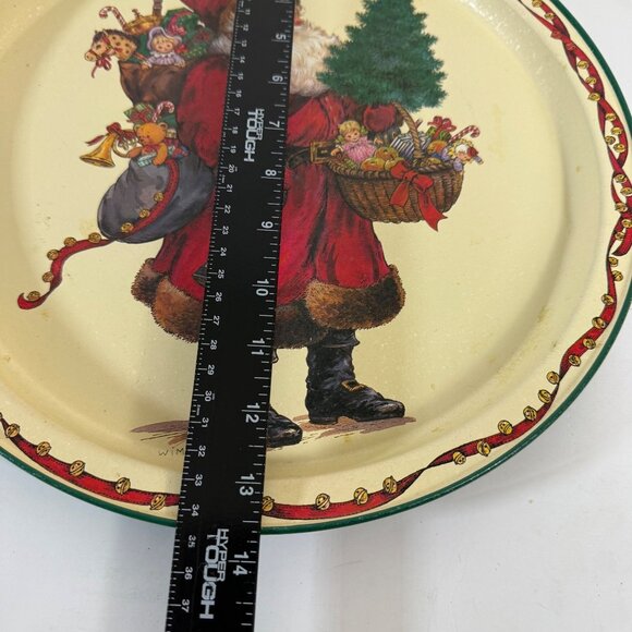 Christmas Santa Cookie Tray by Potpourri Press VTG Serving Platter Round Signed - Picture 9 of 12